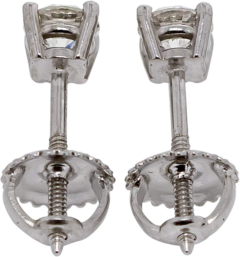 Womens 14K White Gold Earrings IGI Certified 3/4 Carat Lab-Created Diamond Stud Screw Back (White I-J, Pink Blue Color VS2-SI1 Clarity)