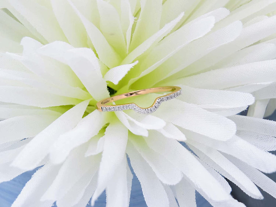 0.11 Carat (Ctw) round White Diamond Ladies Wedding Anniversary Guard Ring Band, 14K Gold