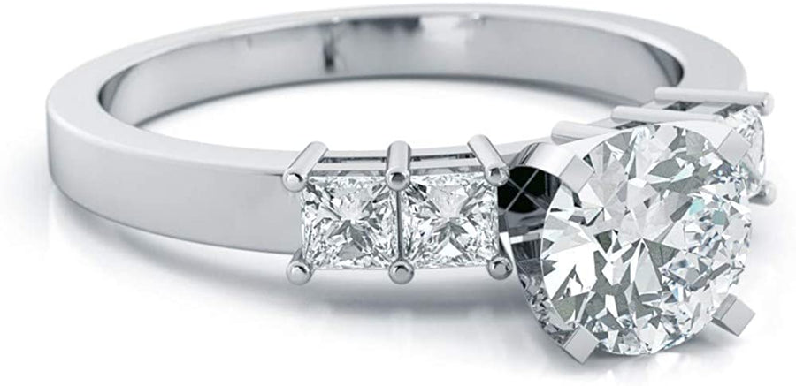 1.5 CT. T.W. round Cut Moissanite Engagement Rings for Women for Women Platinum Plated Silver