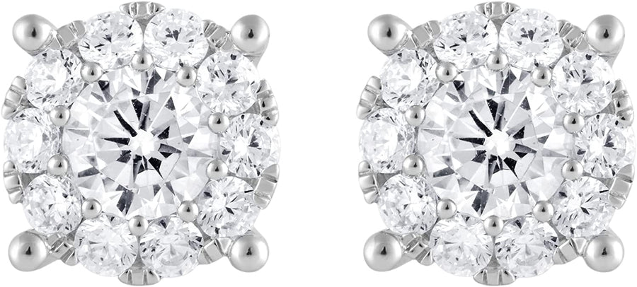 1.00-2.00 Carat Diamond, Sterling Silver Prong Set Round-Cut Solitaire Lab-Grown Diamond Stud Earring (J, VS-SI2) by La4Ve Diamonds| Fine Jewelry for Women| Gift Box Included