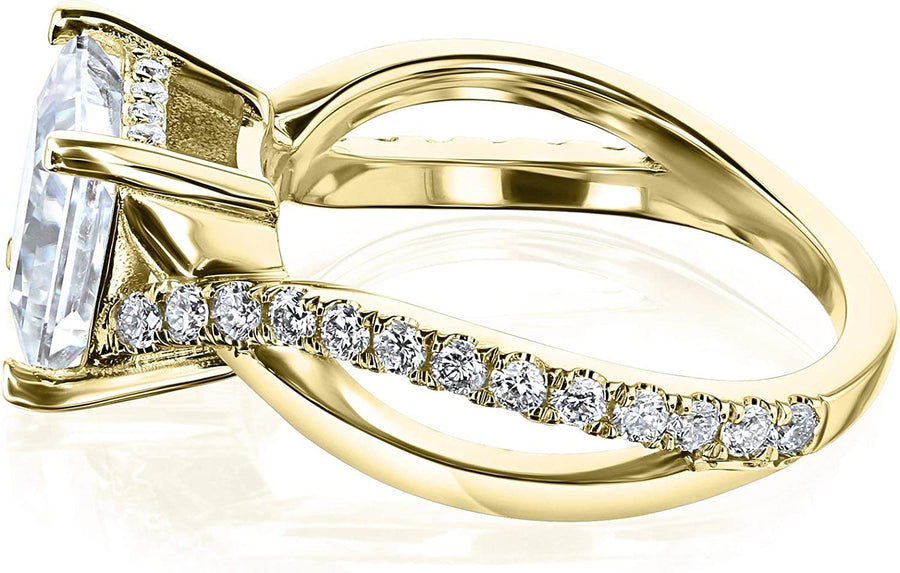 Ribbon Bypass Forever One Princess Moissanite Engagement Ring