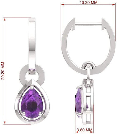 Natural and Certified Gemstone Drop Earrings in 14K White Gold | 0.64 Carat Earrings for Women