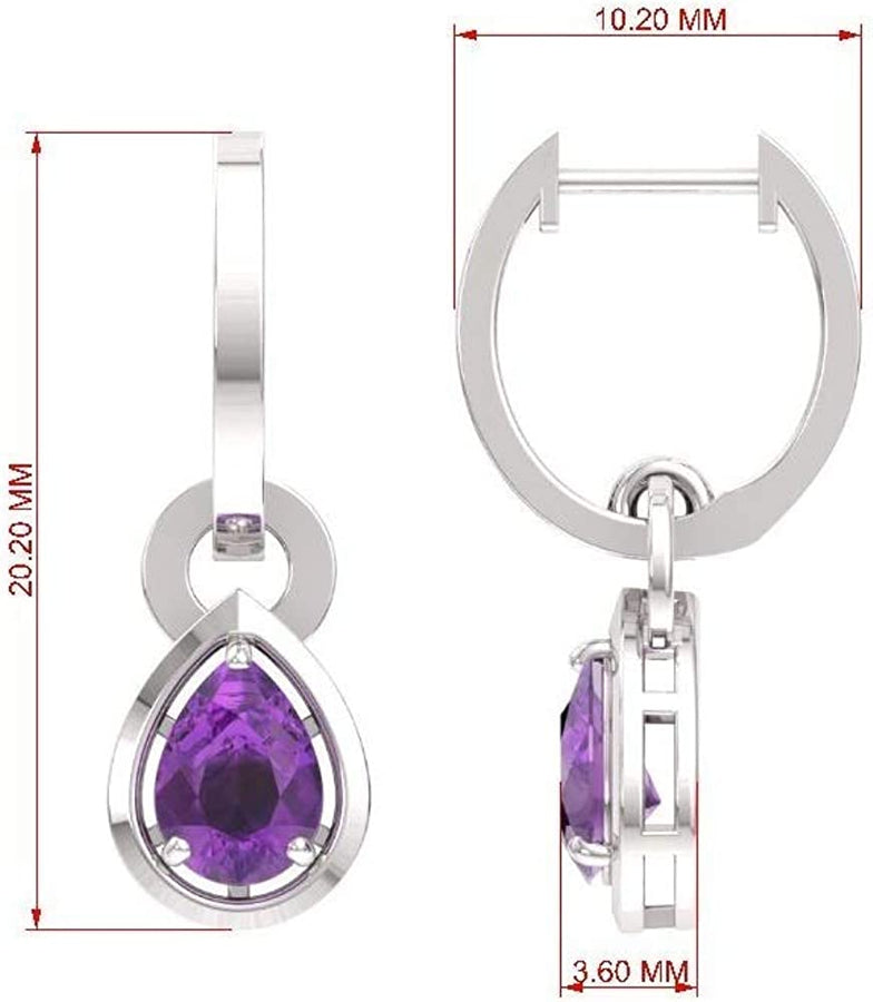 Natural and Certified Gemstone Drop Earrings in 14K White Gold | 0.64 Carat Earrings for Women