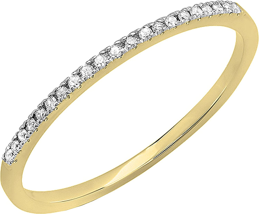 round White Diamond Stackable Wedding Band for Women (0.08 Ctw, Color I-J, Clarity I1-I3) in Gold