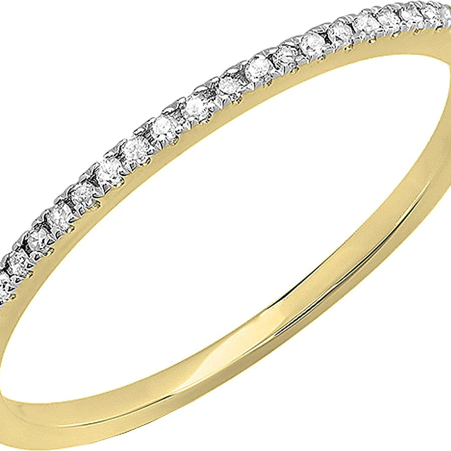 round White Diamond Stackable Wedding Band for Women (0.08 Ctw, Color I-J, Clarity I1-I3) in Gold