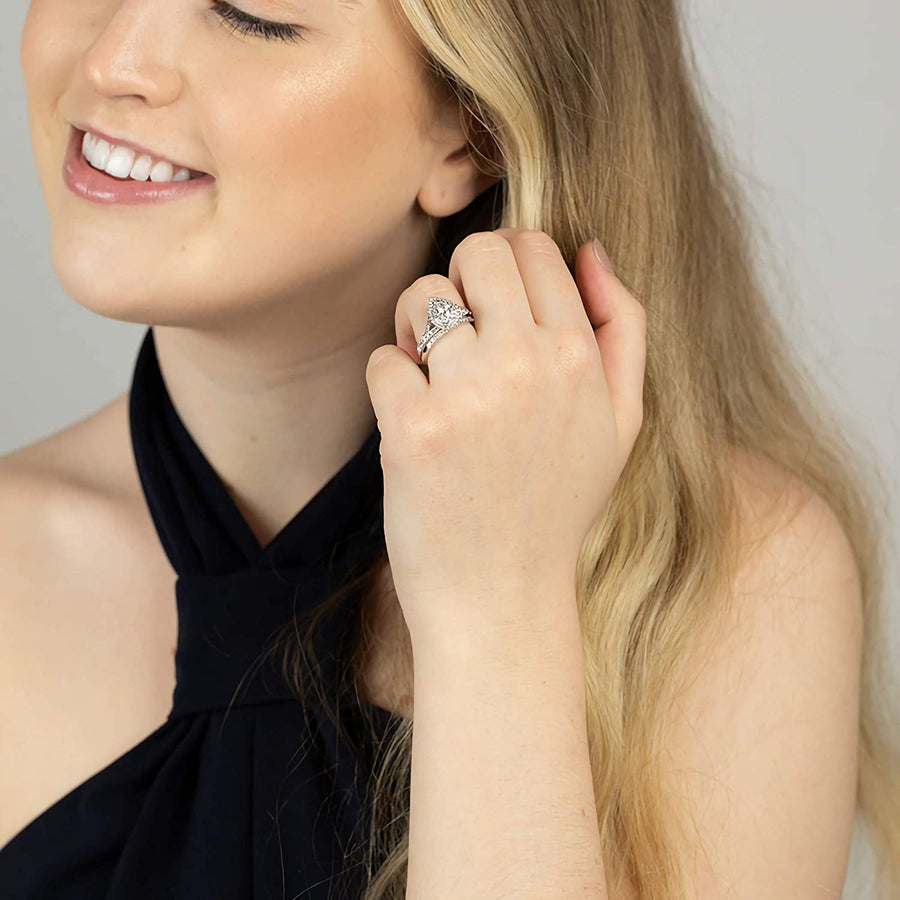 1 Carat Bridal Set Moissanite Engagement Rings for Women Platinum Plated Silver Rings Moissanite Rings