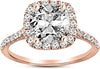1.5 Ctw 14K White Gold Halo Diamond Engagement Ring Cushion Cut (1 Ct J Color VS2 Clarity Center Stone)