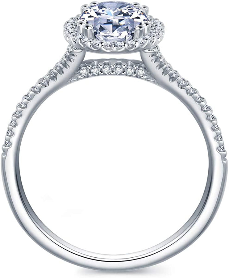 Petite Micropave Halo D Color VVS 1.5 Carat Oval Cut Moissanite Engagement Ring for Women