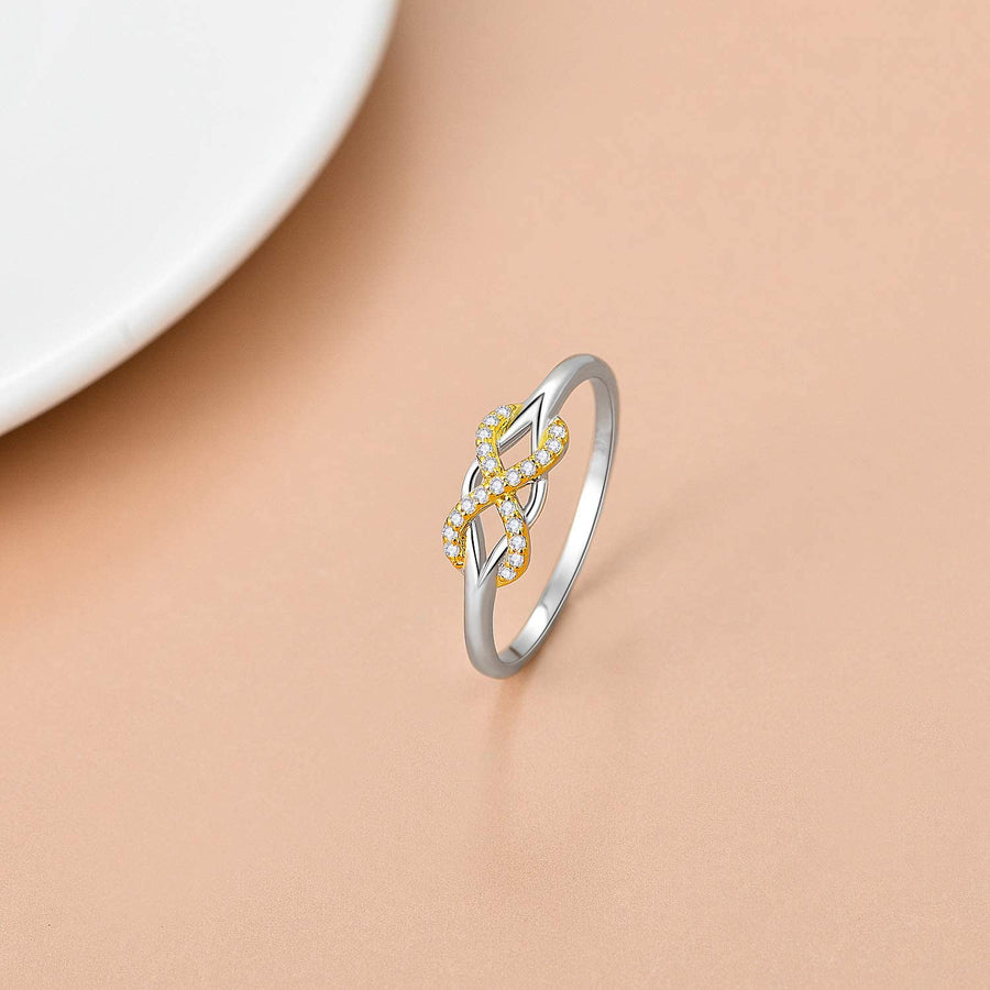 Infinity Love Band Ring,14K Solid Gold Celtic Love Knot Symbol Natural Diamond Ring Forever Endless Promise Ring Anniversary Wedding Engagement Band for Women Girls Size 5-11