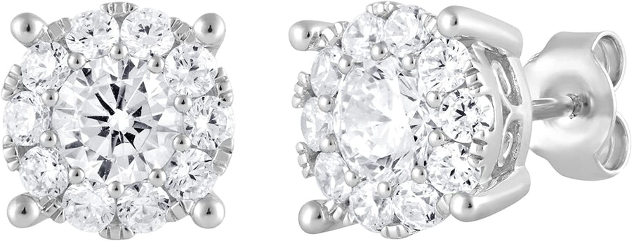 1.00-2.00 Carat Diamond, Sterling Silver Prong Set Round-Cut Solitaire Lab-Grown Diamond Stud Earring (J, VS-SI2) by La4Ve Diamonds| Fine Jewelry for Women| Gift Box Included