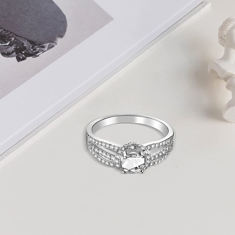 Diamond Cluster Rings for Women 1 Carat Moissanite D Color Gemstone Sterling Silver Band Ring White Gold/Rose Gold/Yellow Gold Plated Promise Wedding Anniversary Engagement Rings Jewelry Gifts for Her Wife Girlfriend