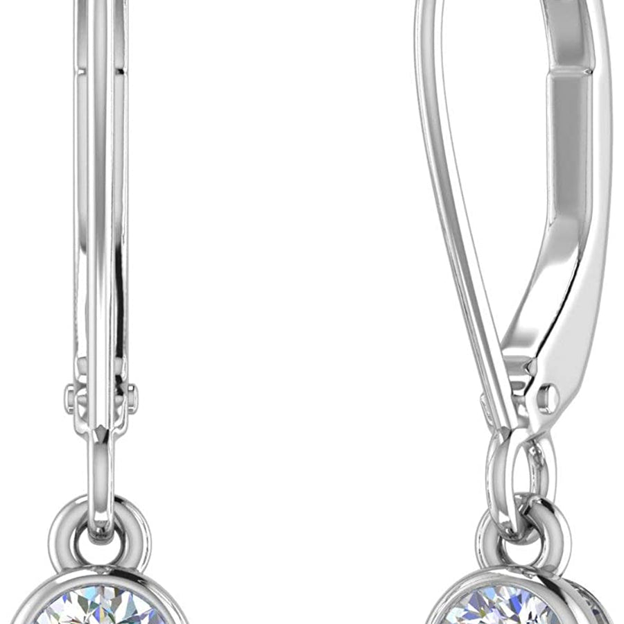 1/2 Carat Diamond Lever-Back Drop Earrings in 14K Gold - IGI Certified