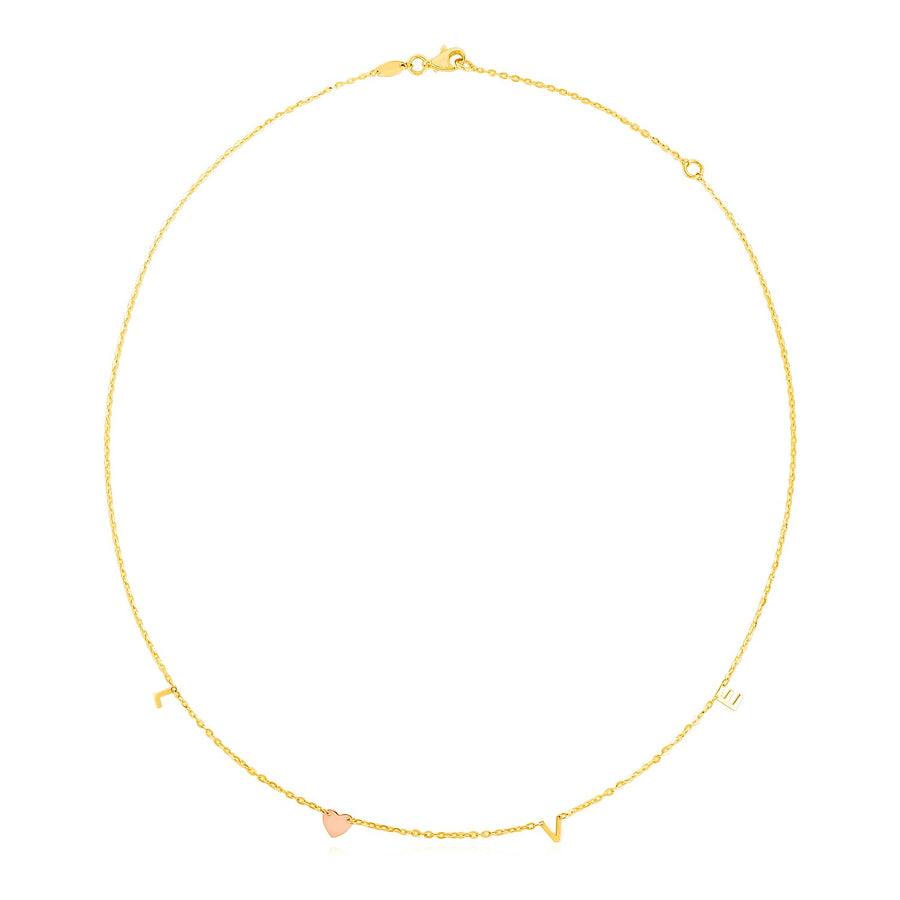 Love Necklace - 14k Two Tone Gold