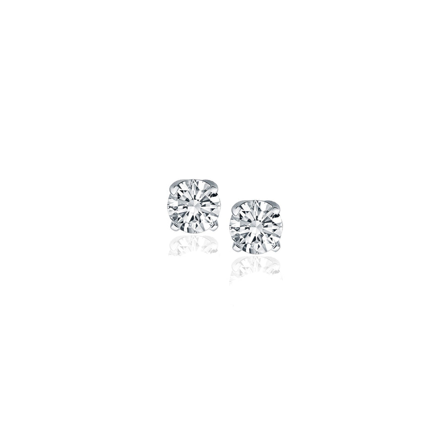 (1/4 cttw) Diamond Four Prong Stud Earrings - 14k White Gold