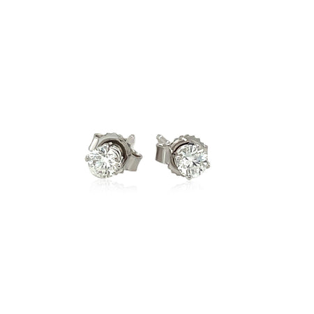 (1/4 cttw) Diamond Four Prong Stud Earrings - 14k White Gold