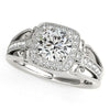 (1 1/4 cttw) Baroque Shank Style Cut Diamond Engagement Ring - 14k White Gold