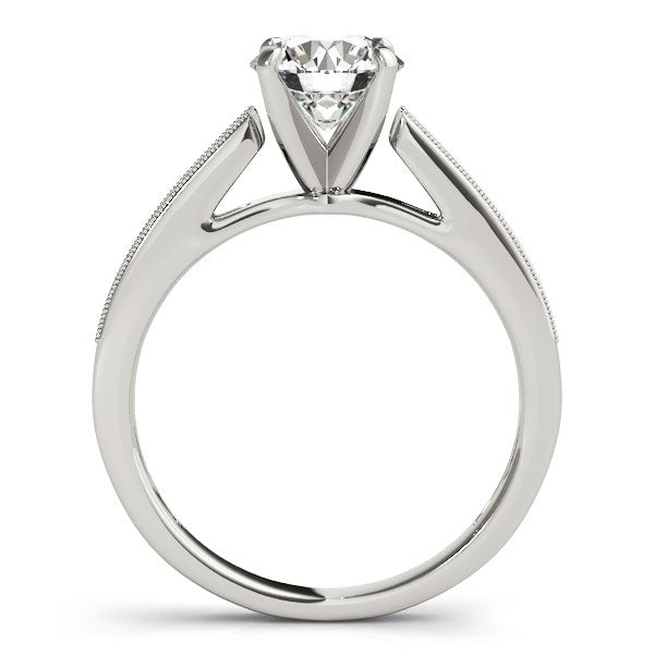 (1 1/8 cttw) Antique Style Graduagted Diamond Engagement Ring - 14k White Gold