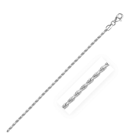 2.25mm Solid Diamond Cut Rope Chain - 14k White Gold
