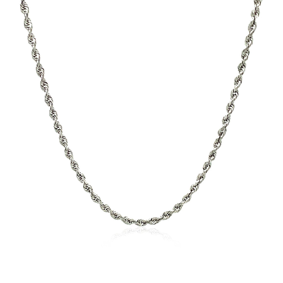 2.25mm Solid Diamond Cut Rope Chain - 14k White Gold