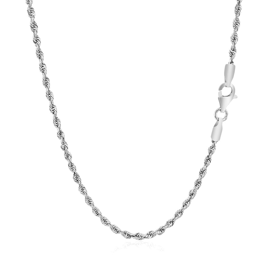 2.25mm Solid Diamond Cut Rope Chain - 14k White Gold