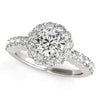 (1 5/8 cttw) Round Floral Motif Diamond Engagement Ring - 14k White Gold