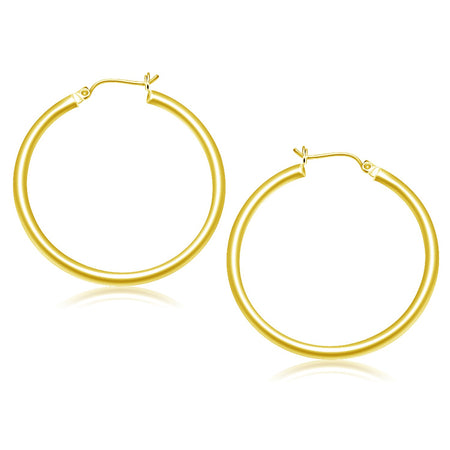 14k Yellow Gold Polished Hoop Earrings (40 mm)