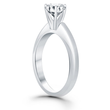 Solitaire Cathedral Engagement Ring - 14k White Gold