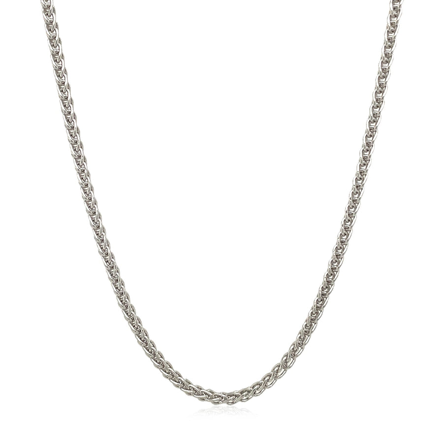 2.1mm Round Wheat Chain - 14k White Gold
