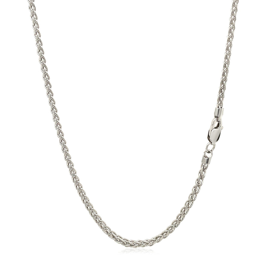 2.1mm Round Wheat Chain - 14k White Gold