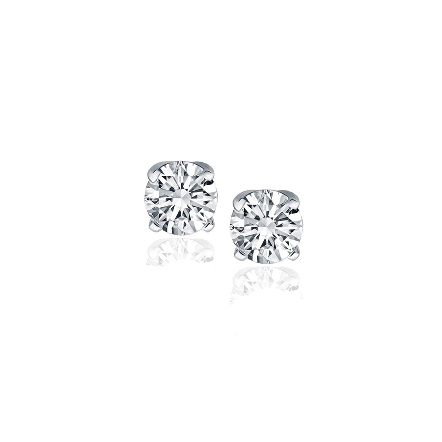 (1/2 cttw) Diamond Four Prong Stud Earrings - 14k White Gold
