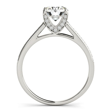 (1 1/3 cttw) Diamond Engagement Ring W/ Cathedral Design - 14k White Gold