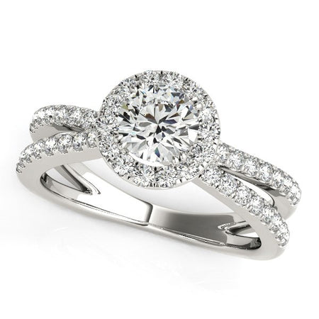 (1 1/2 cttw) Diamond Engagement Ring W/ Split Shank Design - 14k White Gold