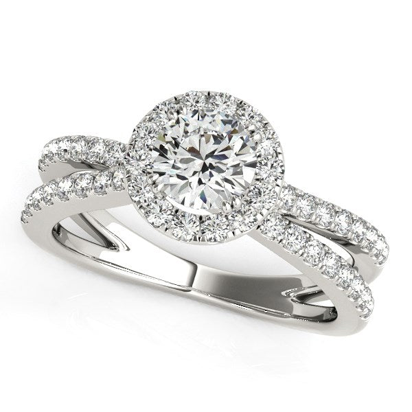 (1 1/2 cttw) Diamond Engagement Ring W/ Split Shank Design - 14k White Gold