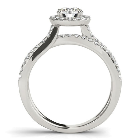 (1 1/2 cttw) Diamond Engagement Ring W/ Split Shank Design - 14k White Gold