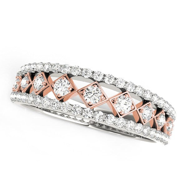 (3/8 cttw) Diamond Band - 14k White And Rose Gold