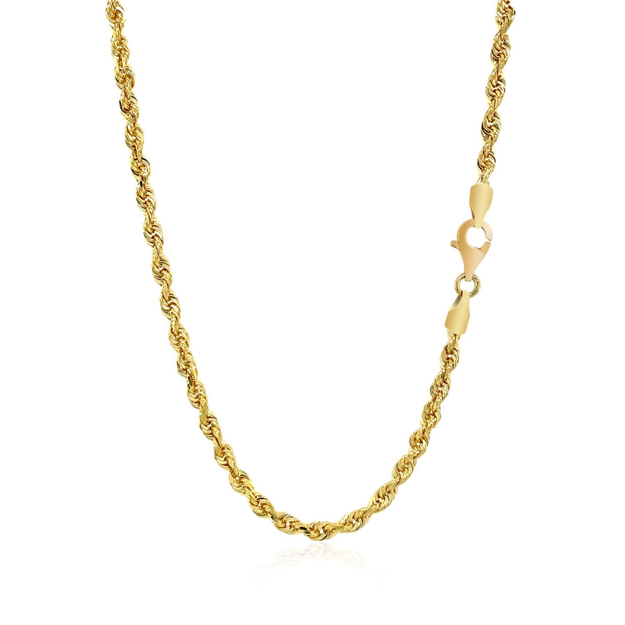 3.0mm Solid Diamond Cut Rope Chain - 14k Yellow Gold