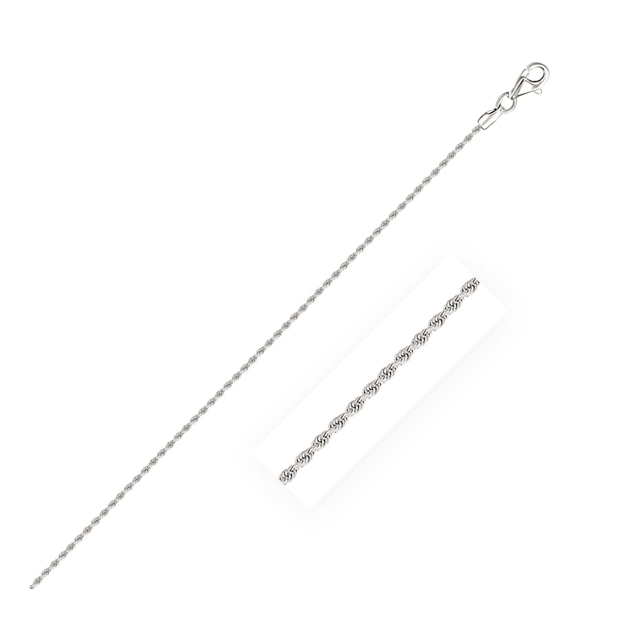 Solid Diamond Cut Rope Chain 1.5mm - 14k White Gold