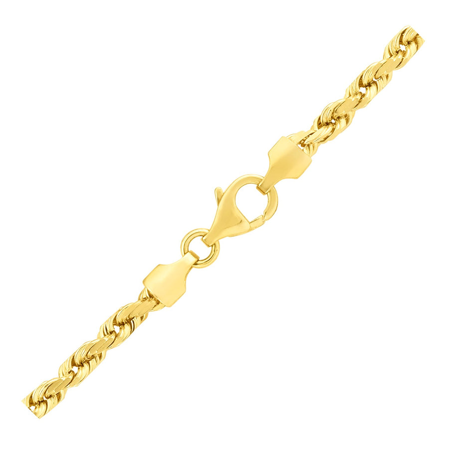4.0mm Solid Diamond Cut Rope Chain - 14k Yellow Gold
