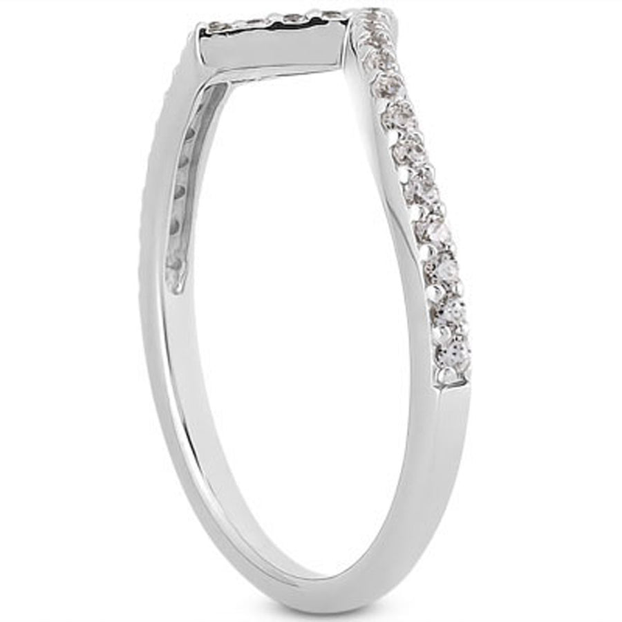 Fancy Zig Zag Pave Diamond Wedding Ring Band - 14k White Gold