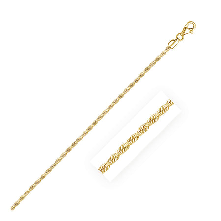 2.25mm Solid Diamond Cut Rope Chain - 10k Yellow Gold