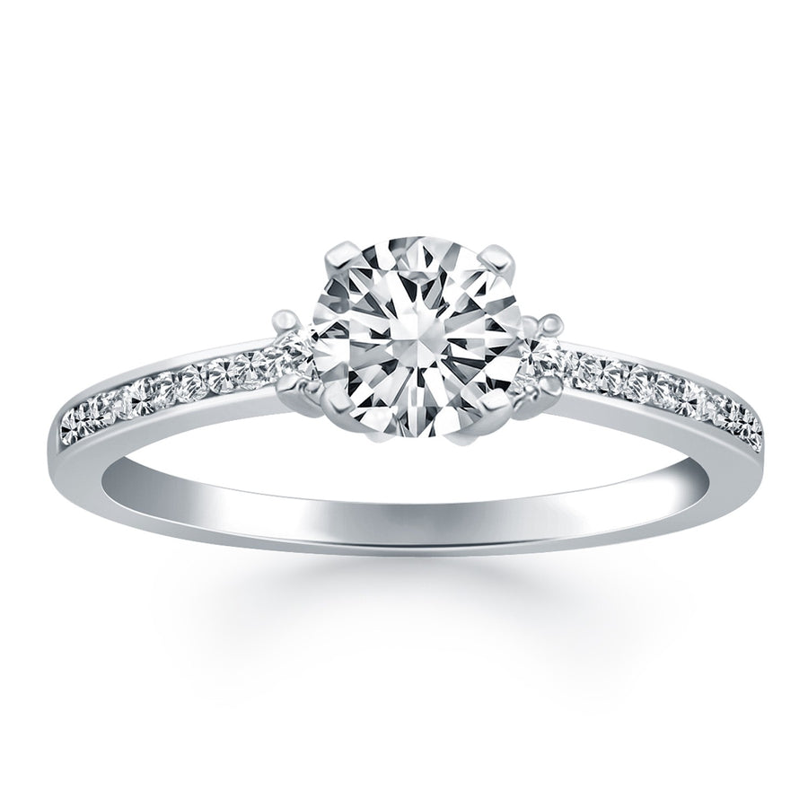 Diamond Accent Engagement Ring - 14k White Gold