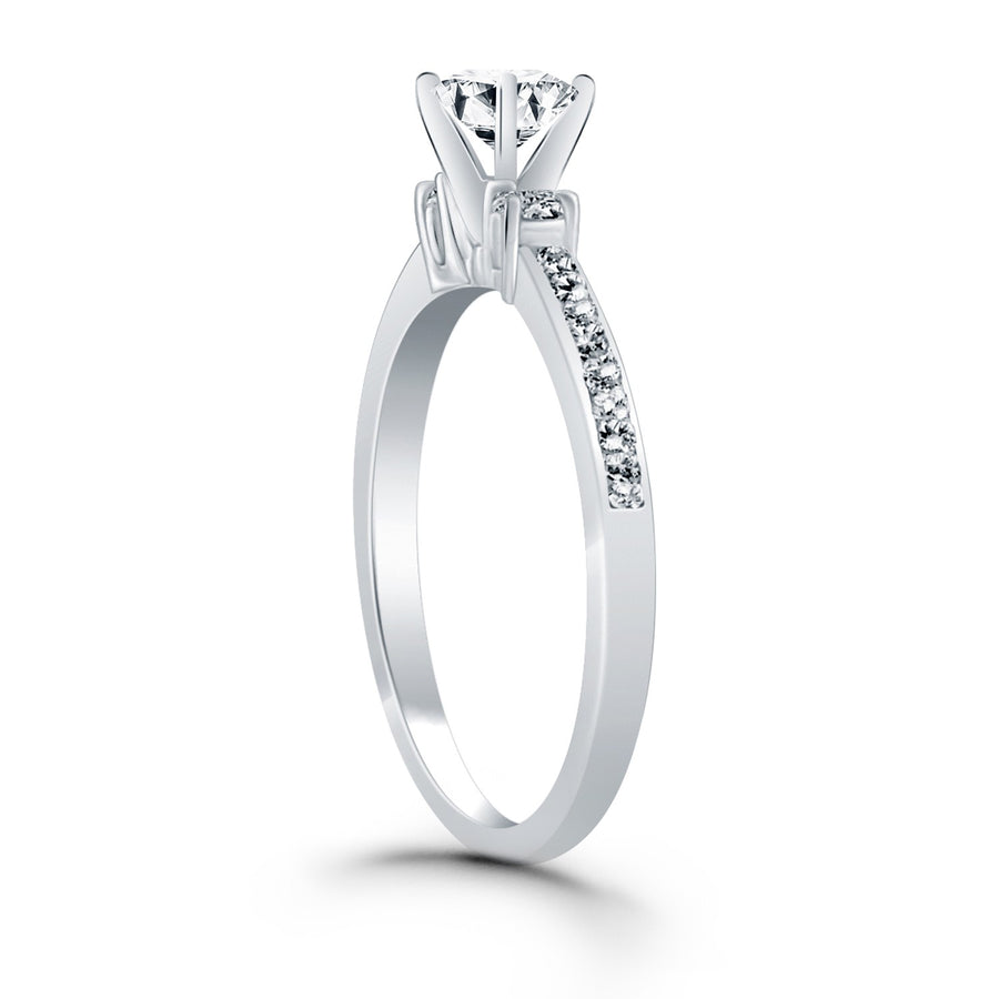 Diamond Accent Engagement Ring - 14k White Gold