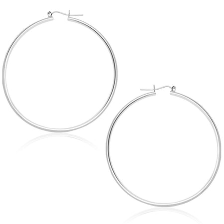 14k White Gold Polished Hoop Earrings (45 mm)