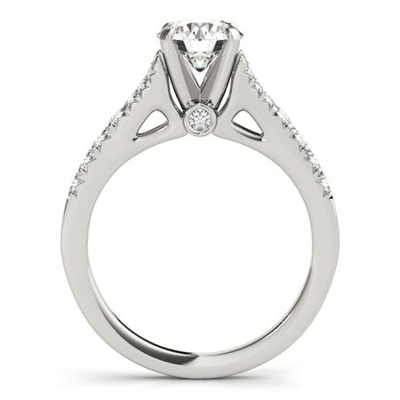 (1 3/8 cttw) Split Shank Prong Set Diamond Engagement Ring - 14k White Gold