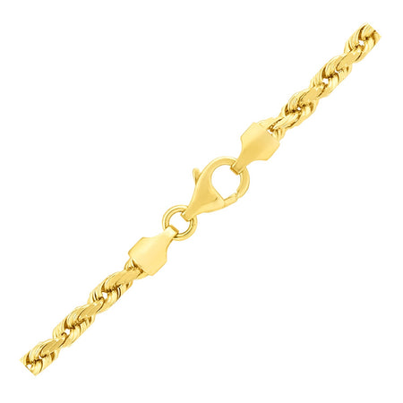 4.0mm 14k Yellow Gold Solid Diamond Cut Rope Bracelet