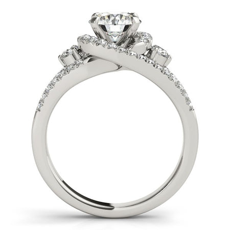 (1 3/4 cttw) Split Shank Halo Bypass Diamond Engagement Ring - 14k White Gold