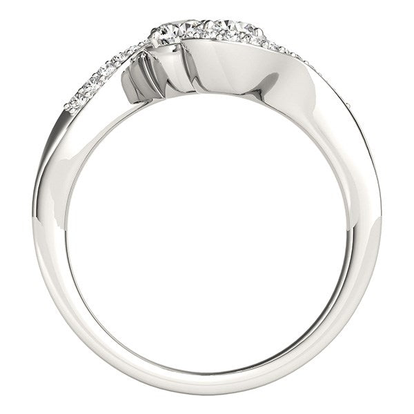 (5/8 cttw) Curved Band Style Two Diamond Ring - 14k White Gold