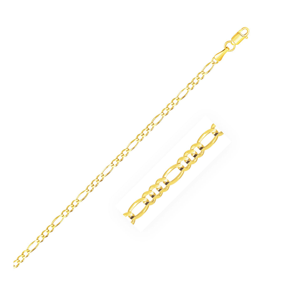 2.8mm Solid Figaro Chain - 14k Yellow Gold