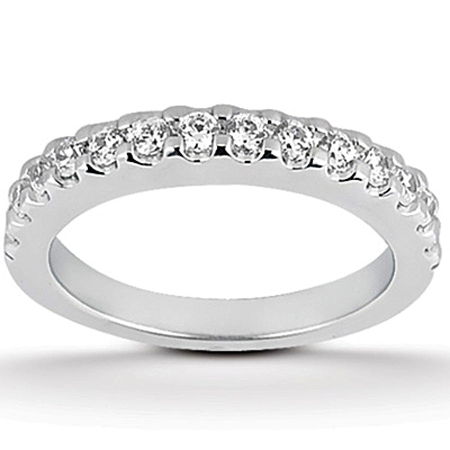 Shared Prong Diamond Wedding Ring Band - 14k White Gold