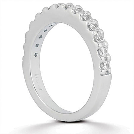 Shared Prong Diamond Wedding Ring Band - 14k White Gold